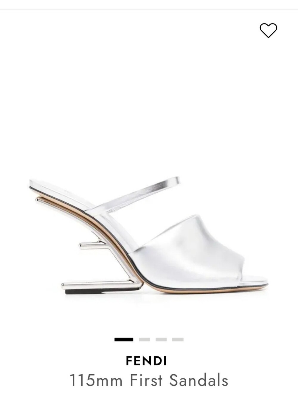 Fendi First  Silver Sculptural F Heeled Mules